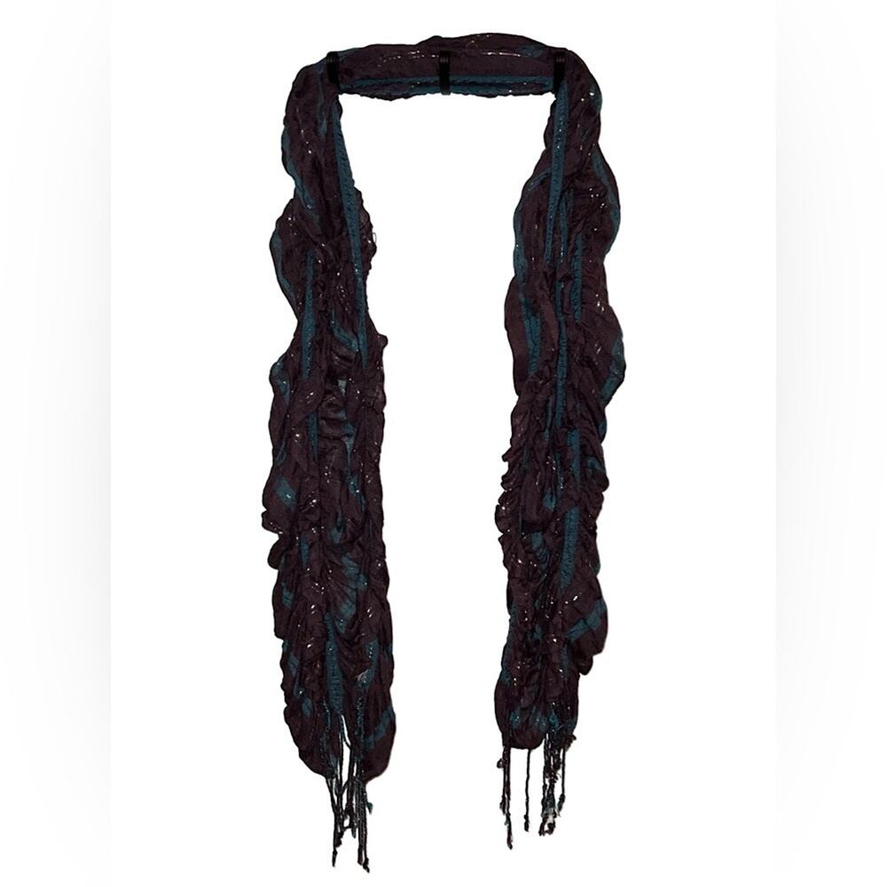 Silver Blue and Purple Glitter Rouched Scarf